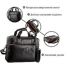 Чоловіча шкіряна сумка під ноутбук на 2 відділення SHVIGEL 19106 Чорна, фото 4