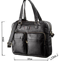 Чоловіча шкіряна ділова сумка-портфель для ноутбука SHVIGEL 19108 Чорна, фото 3