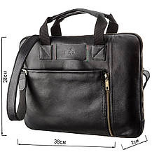 Чоловіча шкіряна тонка сумка для ноутбука SHVIGEL 19117 Чорна, фото 3