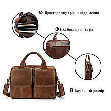 Сумка для ноутбуку з натуральної шкіри Vintage 14867 Коричнева, фото 4