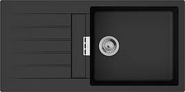 Hansgrohe Мийка кухонна S52, граніт, прямокутник, з крилом, 980х480х190мм, чаша - 1, накладна, S520-F480, чорний графіт