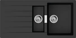 Hansgrohe Мийка кухонна S52, граніт, прямокутник, з крилом, 980х480х190мм, чаша - 1.5, накладна, S520-F530, чорний графіт