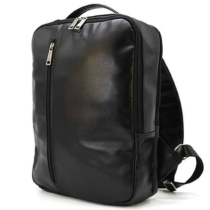 Шкіряний чоловічий рюкзак чорний TARWA GA-7287-3md на два відділи, фото 1