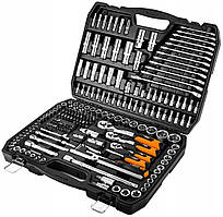 Neo Tools Набір інструменту, 216 од., 1/2", 3/8", 1/4", торцеві головки, ключі, кейс