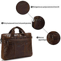 Шкіряна сумка для документа з відділенням для нетбука Vintage 14059 Коричнева, фото 4