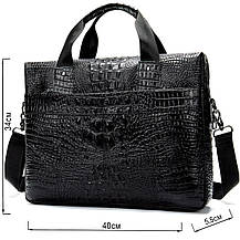 Сумка для ноутбука з тисненням під рептилію Vintage 14718 Чорна, фото 3