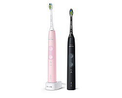 Philips Щітка зубна електр., Sonicare ProtectiveClean 4500, набір , 62т. колив/хв, насадок-1, 2 шт в наборі, рожевий, чорний