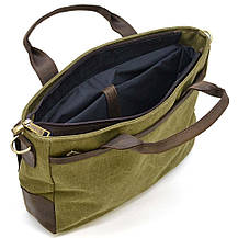 Чоловіча сумка з канвасу та кінської шкіри TARWA RHc-3990-3md хакі, фото 2
