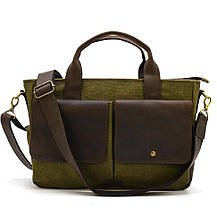 Чоловіча сумка з канвасу та кінської шкіри TARWA RHc-3990-3md хакі, фото 3