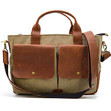 Чоловіча сумка з канвасу та кінської шкіри TARWA RbSc-3990-3md коньяк, фото 3