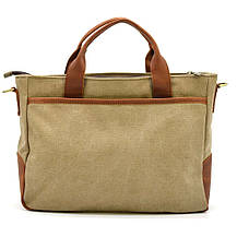 Чоловіча сумка з канвасу та кінської шкіри TARWA RbSc-3990-3md коньяк, фото 5