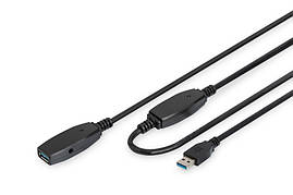 Digitus Подовжувач USB 3.0 Active Cable, A/M-A/F, 10м, чорний