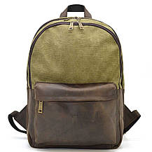 Чоловічий рюкзак шкіра та канвас хакі для ноутбука TARWA RHc-7273-3md, фото 3