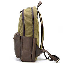 Чоловічий рюкзак шкіра та канвас хакі для ноутбука TARWA RHc-7273-3md, фото 4