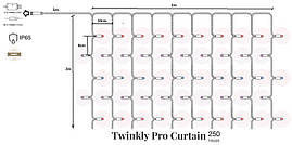 Twinkly Pro Smart LED Гірлянда Twinkly Pro Curtain RGBW 250 (10 по 25), IP65, AWG22 PVC Rubber зелений