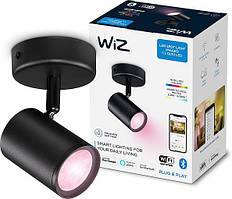 WiZ Світильник точковий накладний розумний IMAGEO Spots, 1х5W, 2200-6500K, RGB, Wi-Fi, чорний