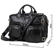 Сумка чоловіча Vintage 14219 трансформер Чорна, фото 3