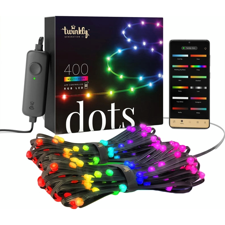 Twinkly Гірлянда Smart LED Twinkly Dots Lights RGB 400 IP44 20м кабель чорний