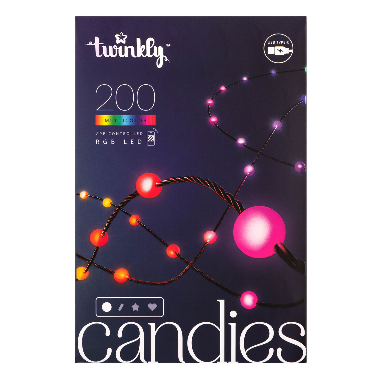 Twinkly Гірлянда Smart LED Twinkly Candies Pearl RGB 200 IP20 12м USB-C кабель зелений без БЖ, фото 1