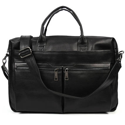 Збільшена сумка зі шкіри "чорочки" для ноутбука чорного кольору TARWA GA-7122-3mdL, фото 1