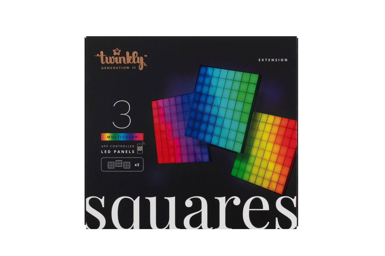 Twinkly Панель Smart LED Twinkly Squares 3 RGB, Gen II, IP20, 16x16см, розширення до TWQ064STW-07-BEU, фото 1