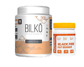 Протеїн Bilko 450 г (15 порцій) смак Шоколад + Жироспалювач Black Fire