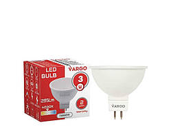 Лампа світлодіодна 3W GU5,3 MR16 GU5.3 4000К 220V (V-118869) ТМ VARGO