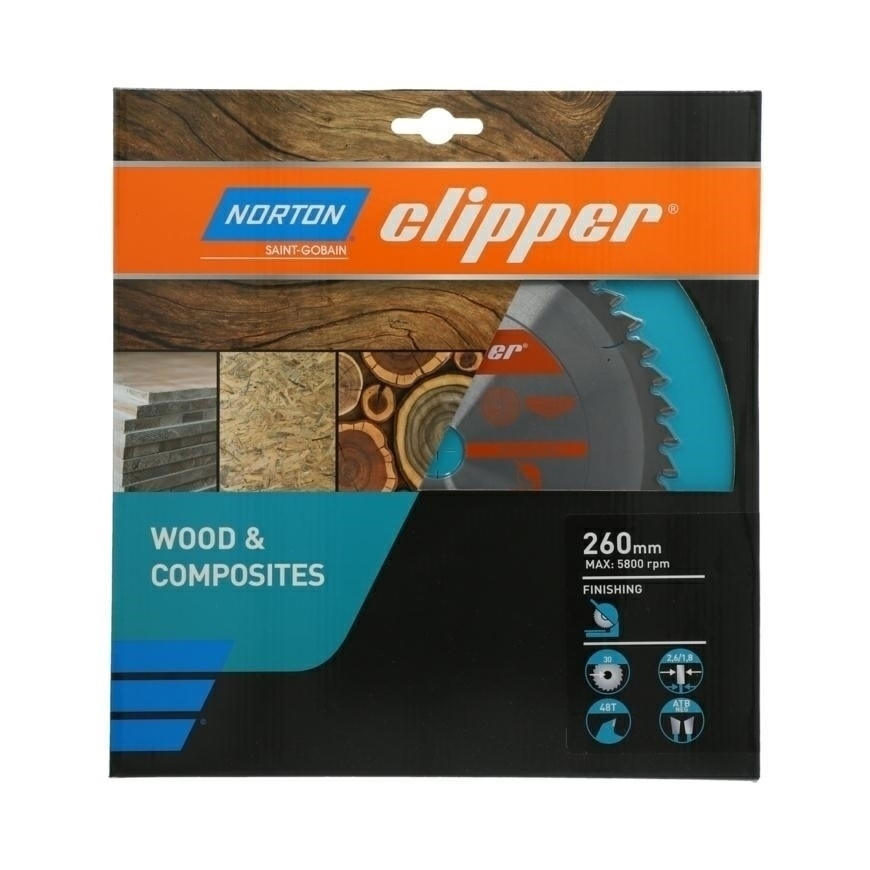 ЦИРКУЛЯРНА ПИЛА NORTON 260 мм x 30 мм x 48z WOOD & COMPOSITES ATB Neg (2,6 / 1,8)