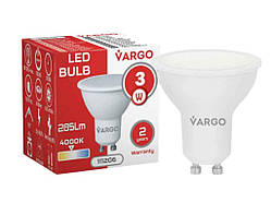 Лампа світлодіодна 3W GU10 4000К 220V 50Hz V-111206 ТМ VARGO