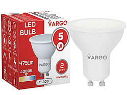 Лампа світлодіодна 5W GU10 4000К 220V 50Hz V-111208 ТМ VARGO