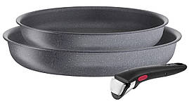 Tefal Набір посуду Ingenio Mineralia Force, змінна ручка, 3предмети, алюміній, бакеліт, сірий