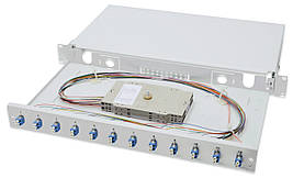 Digitus Оптична панель 19' 1U, 12xLC duplex, incl, Splice Cass, OS2 Color Pigtails, Adapter