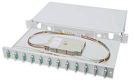 Digitus Оптична панель 19' 1U, 12xSC duplex, incl, Splice Cass, OM3 Color Pigtails, Adapter