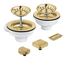 Grohe Зливний комплект для двох чаш з ексцентриком, матовий прохолодний схід сонця