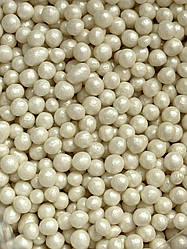 Рисові кульки глазуровані БІЛИЙ перламутр - 5 мм, 50 гр