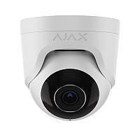 Ajax IP-Камера дротова TurretCam, 8мп, 4мм, Poe, True WDR, IP 65, ІЧ 35м, аудіо, кут огляду 75°до 85°, купольна, біла