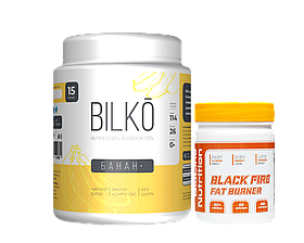 Протеїн Bilko 450 г (15 порцій) смак Банан + Жироспалювач Black Fire
