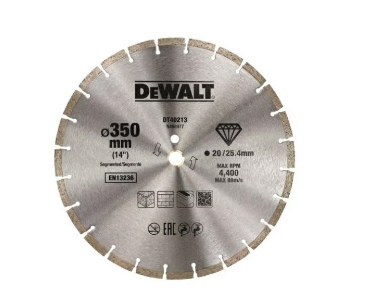 АЛМАЗНИЙ КЛИЗОК DEWALT 350x25,4 мм СЕГМЕНТОВИЙ