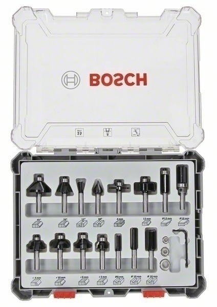 НАБІР ФРЕЗЕРІВ BOSCH 15шт. РУЧКА 8 мм
