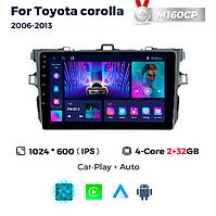 Штатна магнітола Toyota Corolla (E14/E15) (2006-2013) M160 (2/32 Гб), HD (1024x600) GPS CarPlay