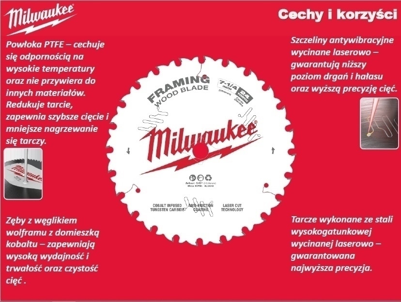 ДИСКОВАЯ ПИЛА MILWAUKEE 190x30x1.6x36ATB ATB CSB P W - ДЕРЕВО - БЫСТРАЯ РЕЗКА