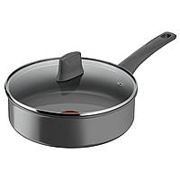Tefal Сотейник з кришкою Renewal, 24см, алюміній, бакеліт, скло, чірий
