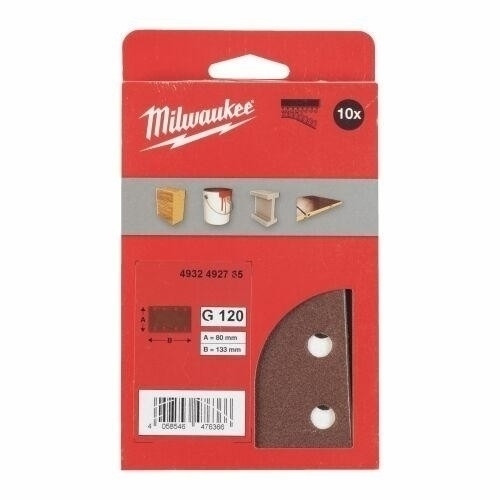НАЖДАВНА БУМАГА MILWAUKEE 80 мм x 133 мм 8 ОТВЕРСій P240 /10 шт.