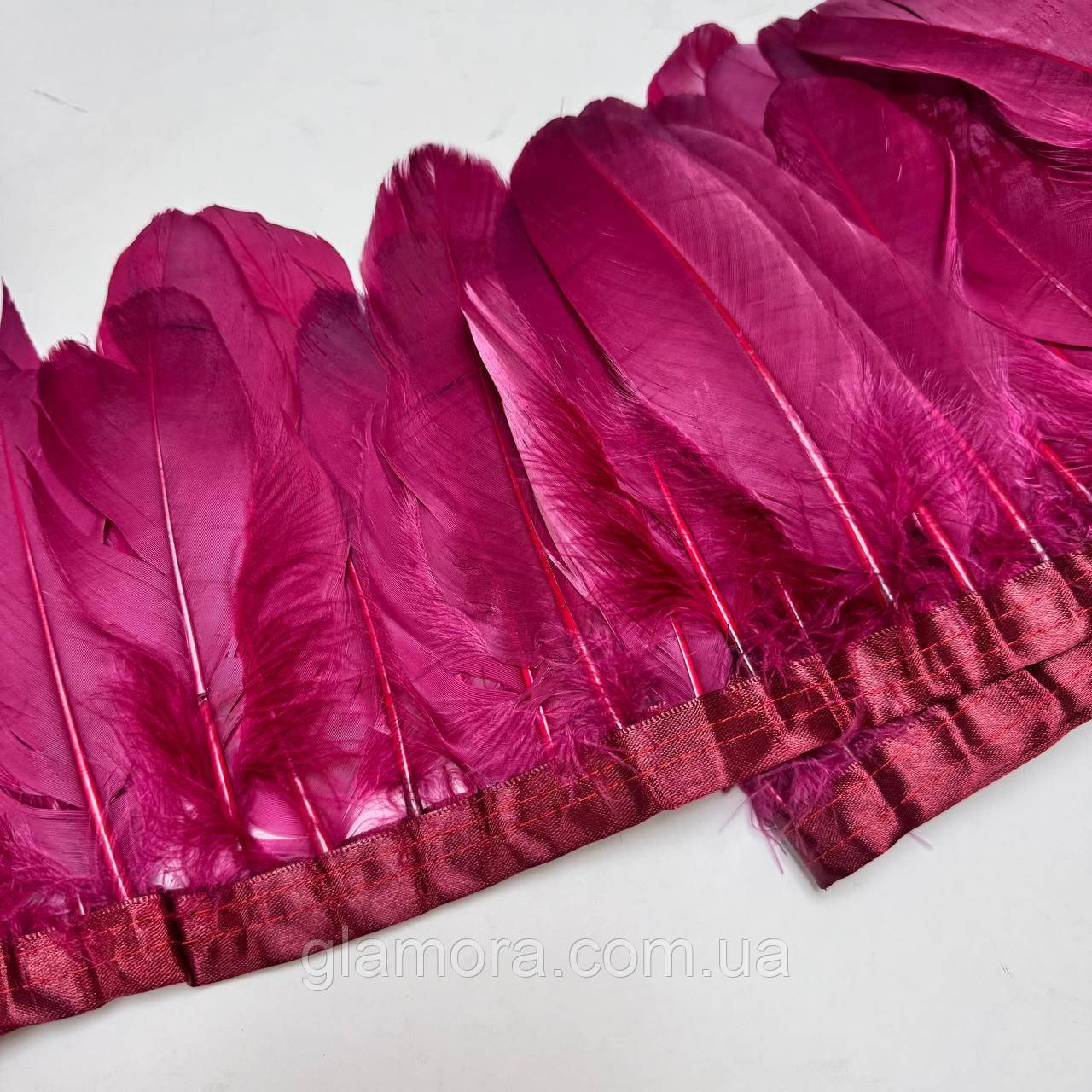 Тасьма пір'яна з гусячого пір'я, колір Burgundy, ціна за 0.5 м