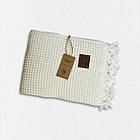 Покривало бавовняне з бахромою Sikel 210×240 см, Туреччина Carel Beyaz колір білий