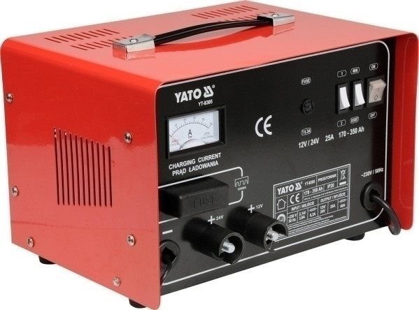 АКУМУЛЯТОРНИЙ ВИПРЯМЛЮВАЧ YATO З ДОПОМОГОЮ ЗАПУСКУ 25A 12V / 24V 170 - 350Ah