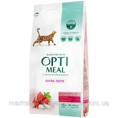 Сухий корм Opti meal для котів 10 кг телятина, фото 1