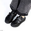 Модні чорні шкіряні кеди на липучках натуральна шкіра на платформі, фото 5