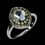 Каблучка. Натуральний аквамарин і сапфір. Срібло 925., фото 3