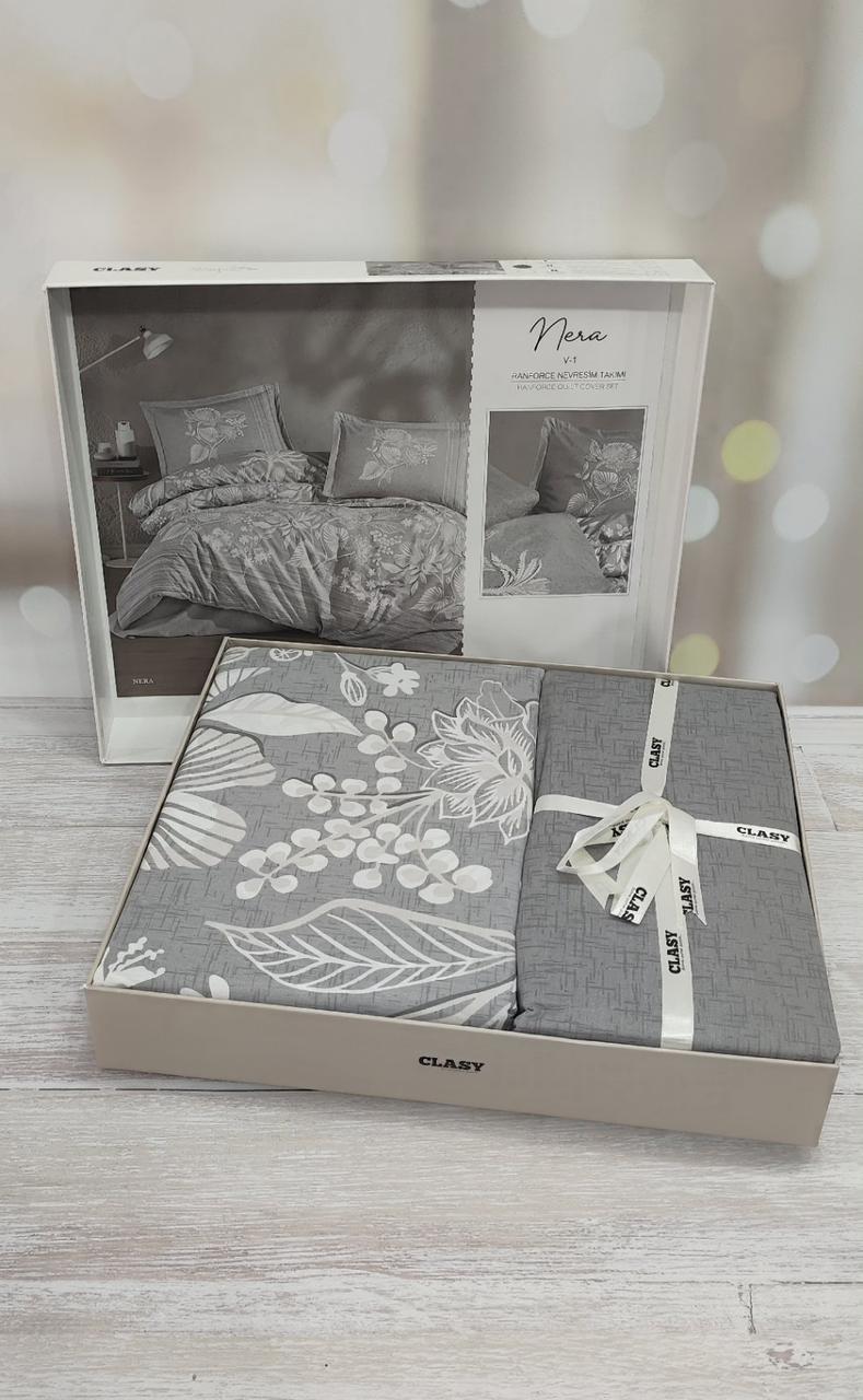 Постільна білизна ранфорс люкс євро розмір 200 на 220 см Clasy Nera, фото 1